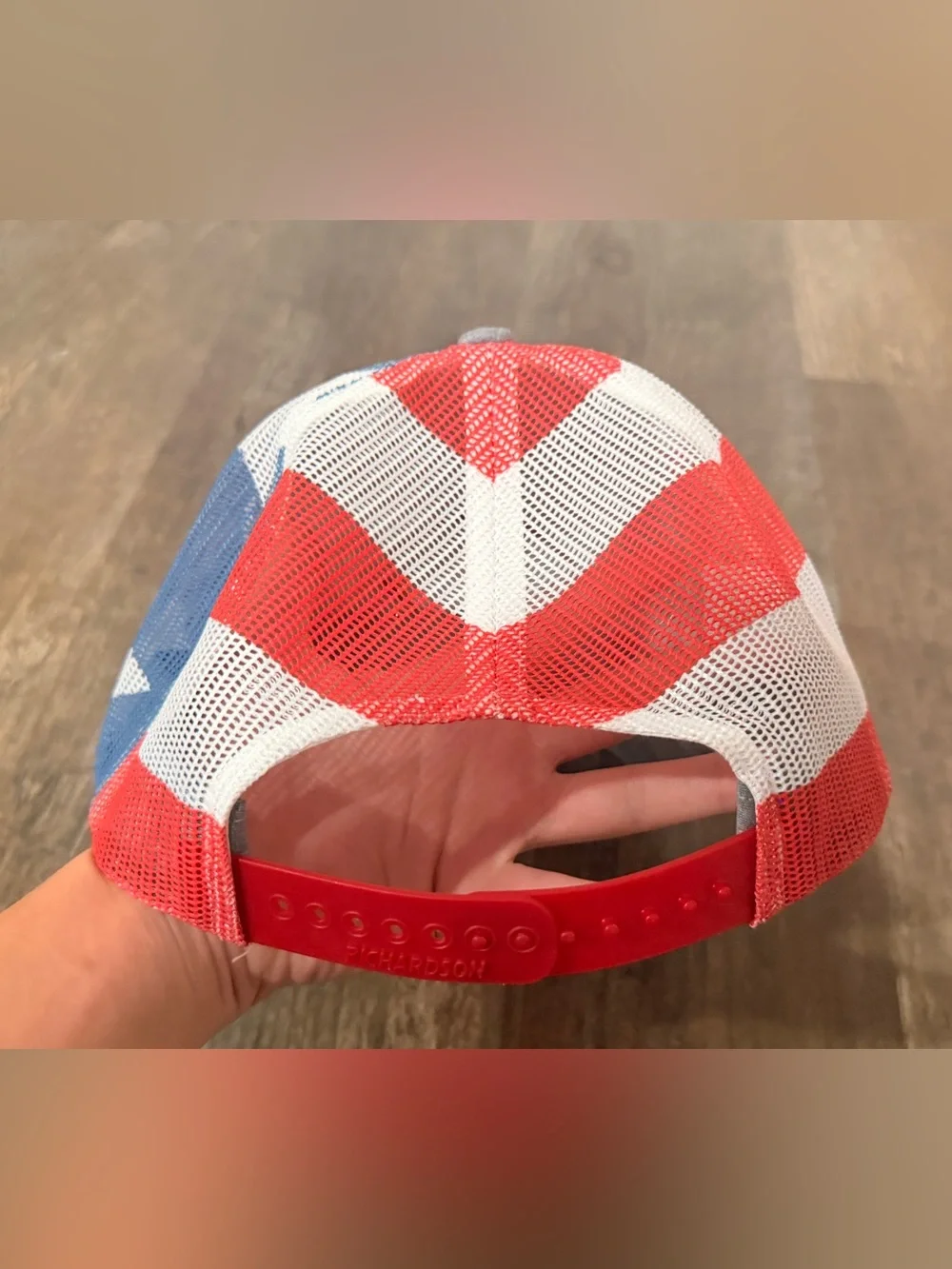 Men's Blue  Patch Trucker Hat with Red & Blue Mesh TMFG Outfitters